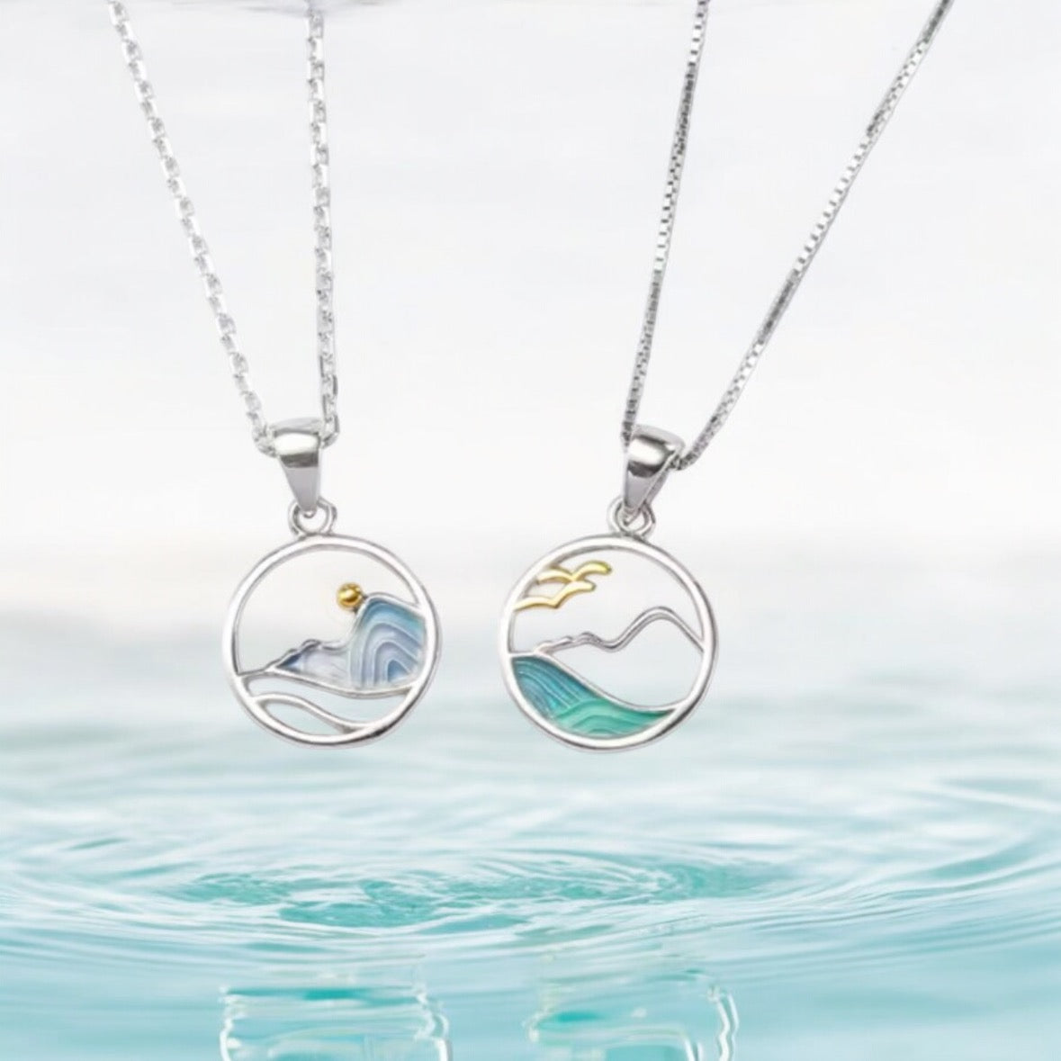 Sterling Silver Sea & Mountains Necklace