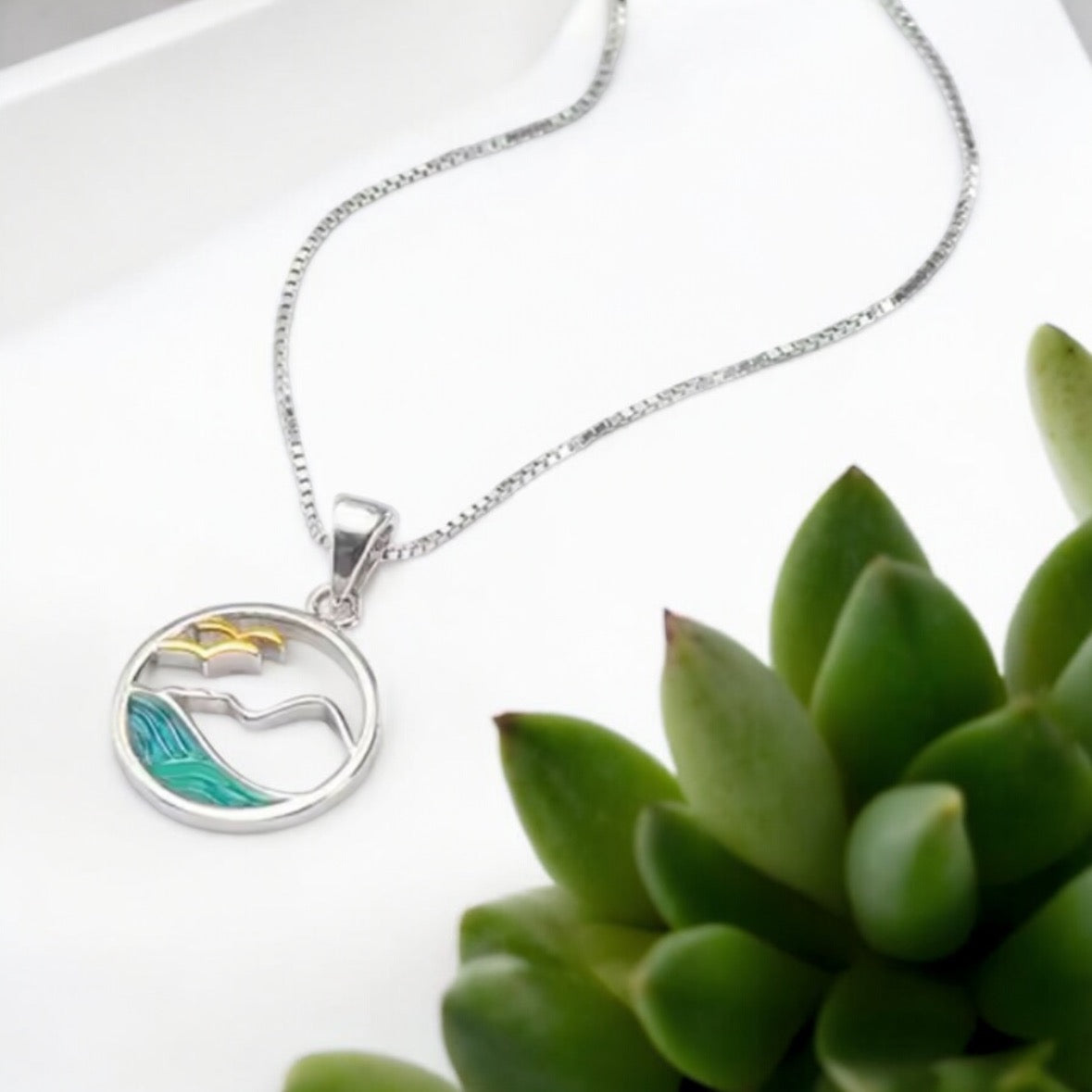 Sterling Silver Sea & Mountains Necklace