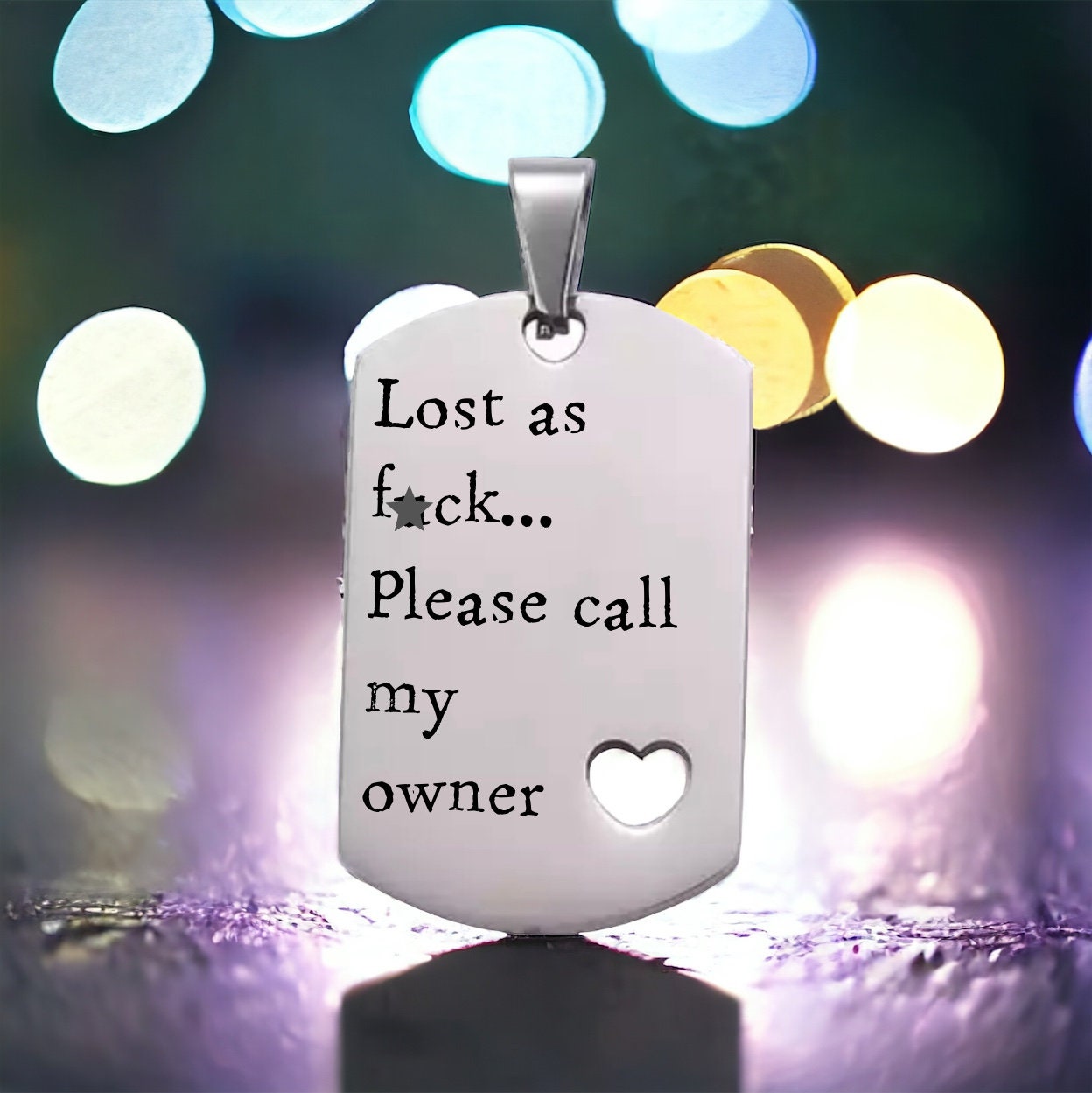 Lost as f*ck… please call my owner - personalised engraved pet tag / ID collar