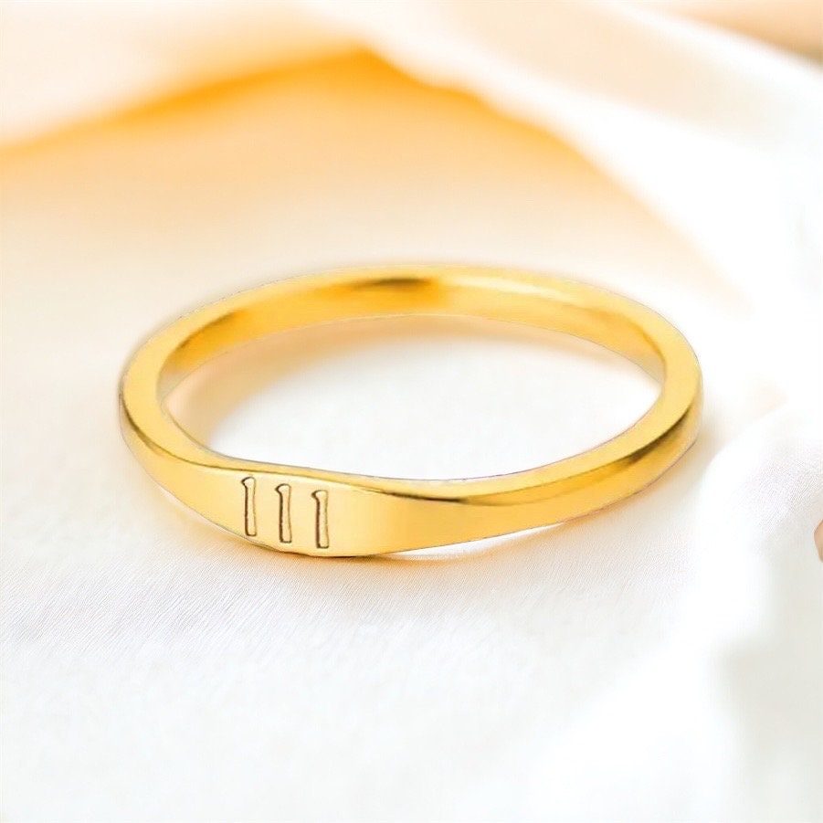 Angel number 111 ring - stainless steel - size 7 (O)