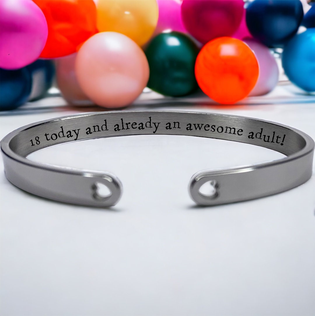 '18 today, already and awesome adult' Birthday Bangle