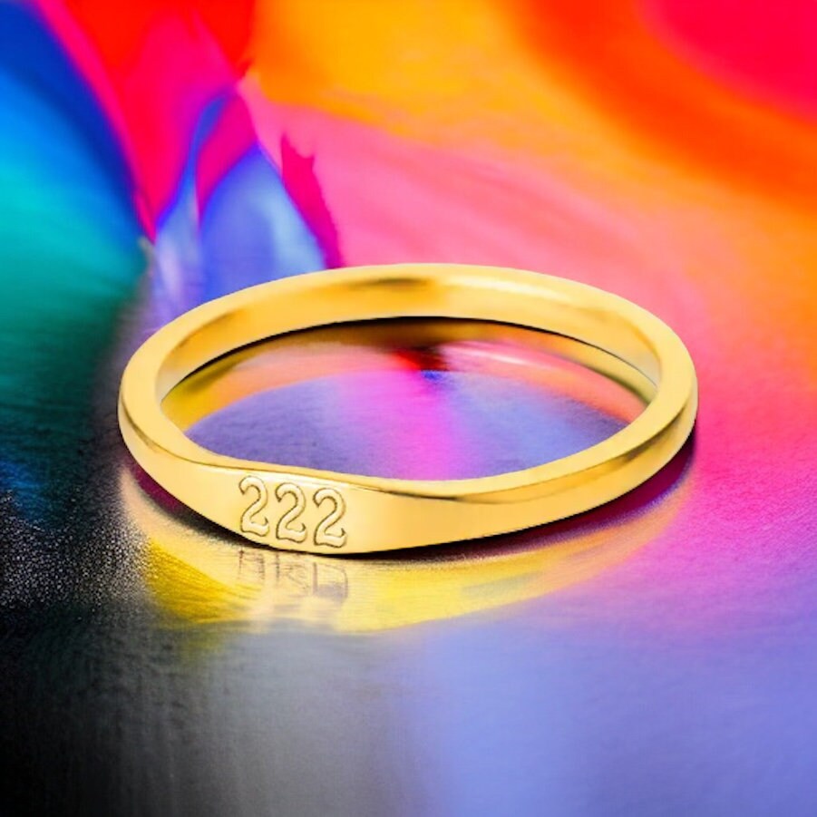 Angel number 222 ring - stainless steel - size 7 (size O)
