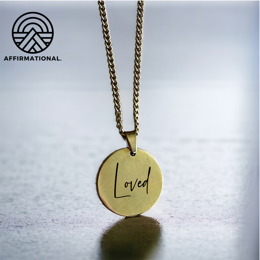 Affirmation 'I AM' necklace with a word of your choice on the reverse