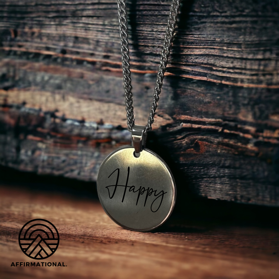 Affirmation 'I AM' necklace with a word of your choice on the reverse