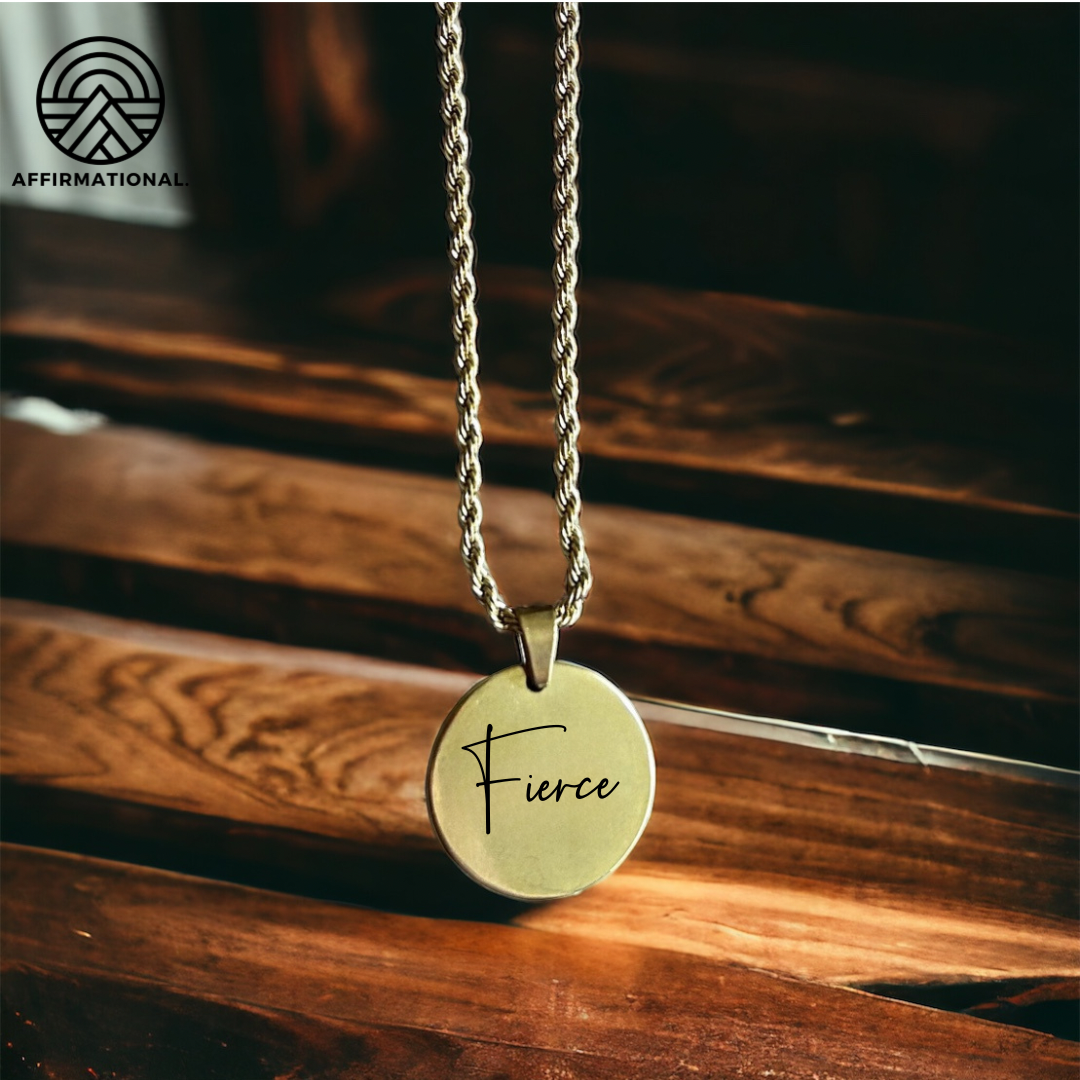 Affirmation 'I AM' necklace with a word of your choice on the reverse