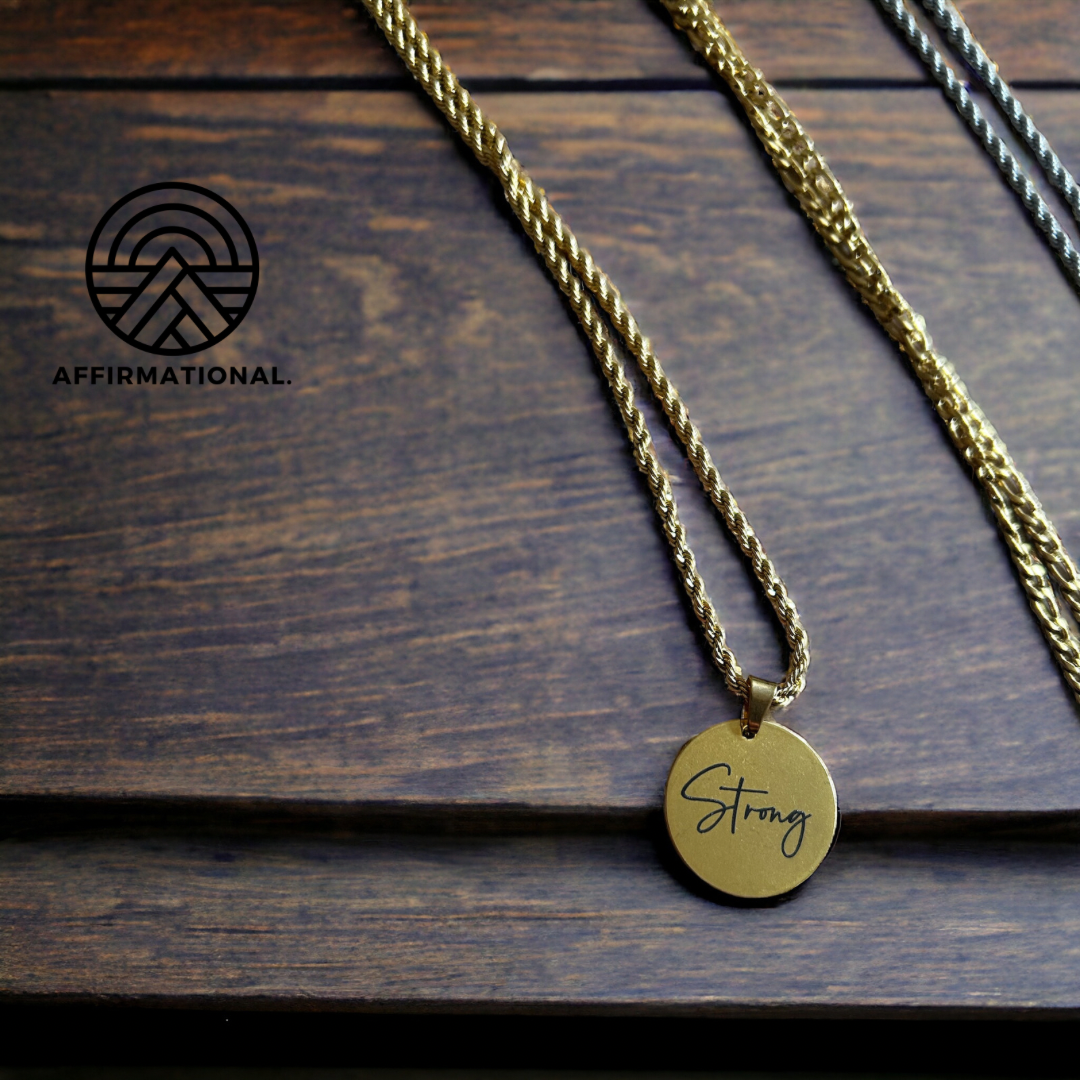 Affirmation 'I AM' necklace with a word of your choice on the reverse