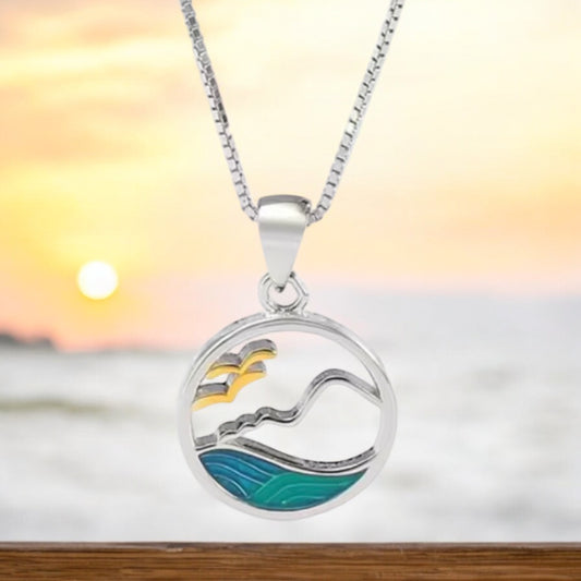 Sterling Silver Sea & Mountains Necklace