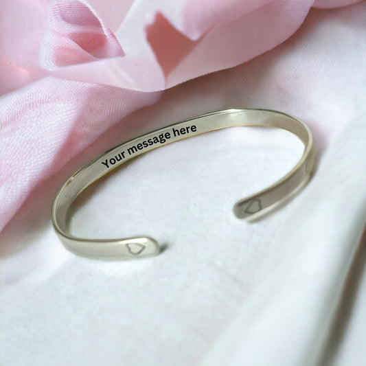 Personalised sterling silver bangle with a hidden message of your choice